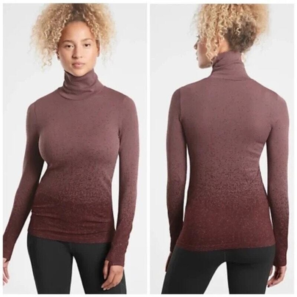 Athleta Women's Flurry Blizzard Gradient Seamless Turtleneck Top Size Small S